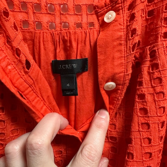 Gently used JCREW Sleeveless Red Eyelet Dress - Picture 3 of 6